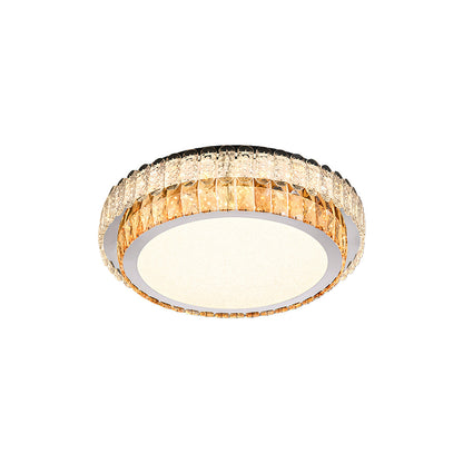 Round, Square, and Rectangle Crystal Trim Flush Mount in Chrome Stainless Steel with 3-Step Colour Temperature in Six Sizes