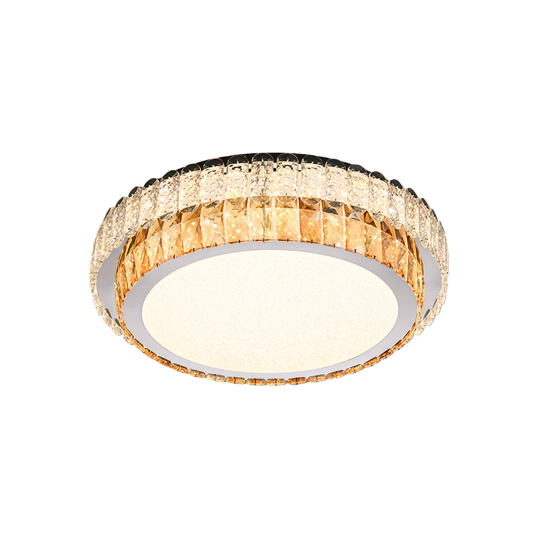 Round, Square, and Rectangle Crystal Trim Flush Mount in Chrome Stainless Steel with 3-Step Colour Temperature in Six Sizes