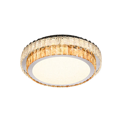 Round, Square, and Rectangle Crystal Trim Flush Mount in Chrome Stainless Steel with 3-Step Colour Temperature in Six Sizes