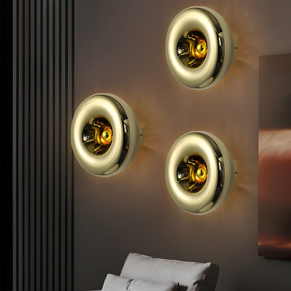 Round Glass Wall Sconce Luxury Decorative Modern E27 Bedroom Living Room Gold Rose Gold