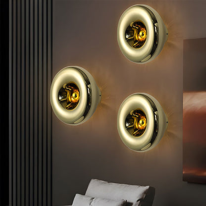 Round Glass Wall Sconce Luxury Decorative Modern E27 Bedroom Living Room Gold Rose Gold