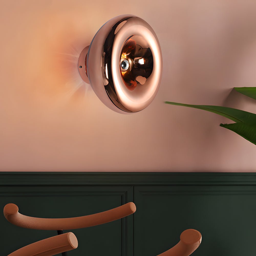 Round Glass Wall Sconce Luxury Decorative Modern E27 Bedroom Living Room Gold Rose Gold