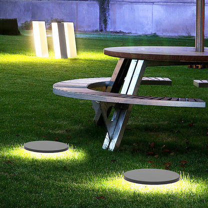 Round Solar Hardwired Lawn Ground Light Die-Cast Aluminum Ring Halo Bottom Emitting LED IP65