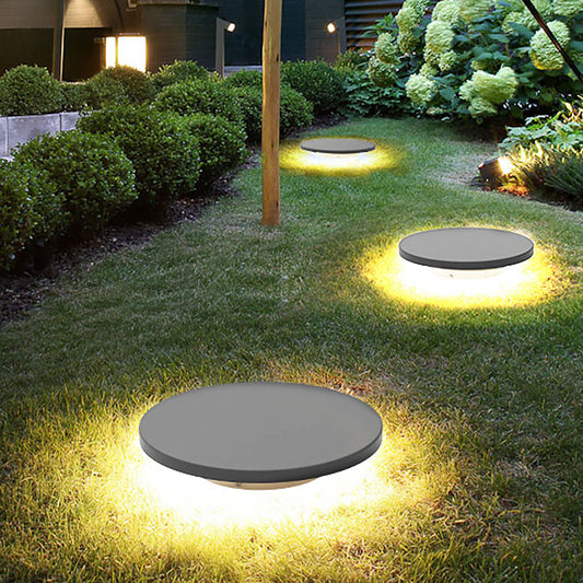Round Solar Hardwired Lawn Ground Light Die-Cast Aluminum Ring Halo Bottom Emitting LED IP65