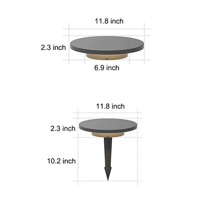 Round Solar Hardwired Lawn Ground Light Die-Cast Aluminum Ring Halo Bottom Emitting LED IP65