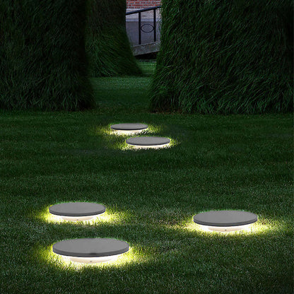 Round Solar Hardwired Lawn Ground Light Die-Cast Aluminum Ring Halo Bottom Emitting LED IP65