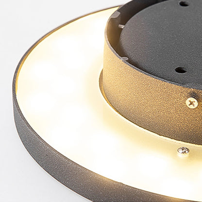 Round Solar Hardwired Lawn Ground Light Die-Cast Aluminum Ring Halo Bottom Emitting LED IP65