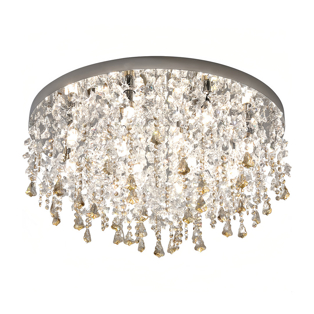 French Champagne Gold Crystal Chandelier Waterfall Bead Drape Three Sizes