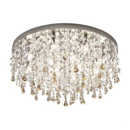 French Champagne Gold Crystal Chandelier Waterfall Bead Drape Three Sizes