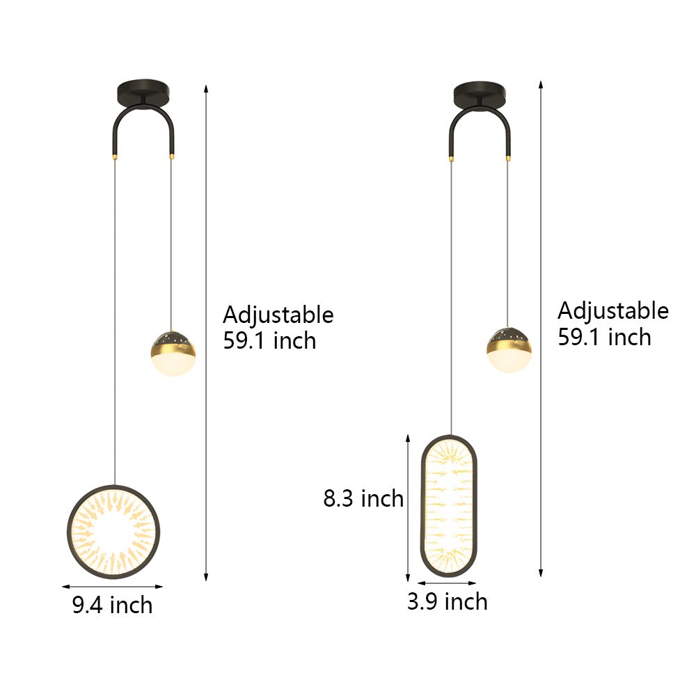 Starry Projection Iron and Acrylic Pendant Light with 3-Step Colour Temperature in Round or Oval
