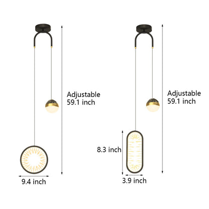 Starry Projection Iron and Acrylic Pendant Light with 3-Step Colour Temperature in Round or Oval