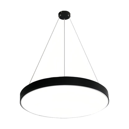 Round LED Ring Pendant Light Modern Minimalist Iron Acrylic Black White Dimmable 16 20 24 32 Inch