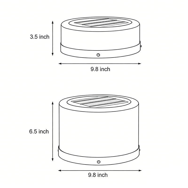 Modern Round Stainless Steel PC Solar Outdoor Pillar Light Black White IP54 Dusk to Dawn 2 Heights Courtyard Villa