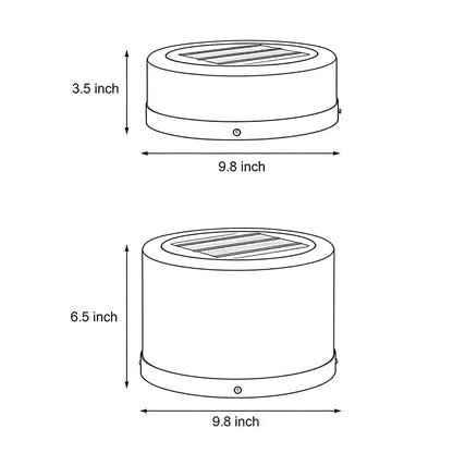 Modern Round Stainless Steel PC Solar Outdoor Pillar Light Black White IP54 Dusk to Dawn 2 Heights Courtyard Villa
