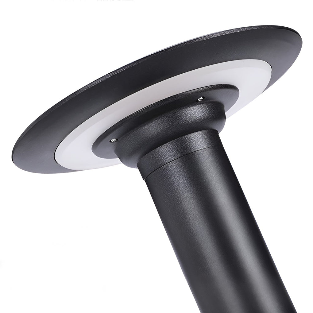 UFO Solar LED Bollard Light Waterproof Outdoor Pathway Landscape Lighting Black Aluminum 360° Glow IP55