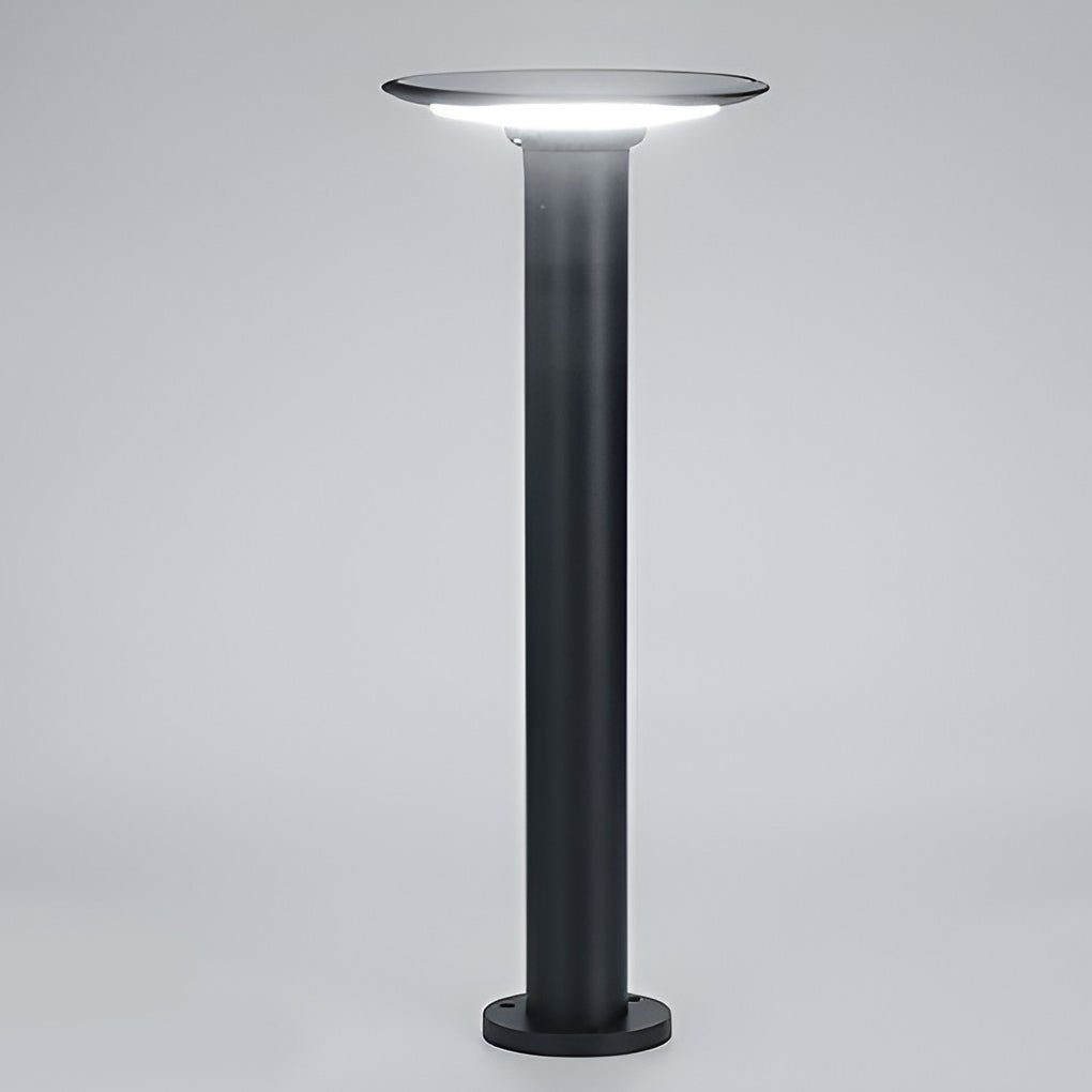 UFO Solar LED Bollard Light Waterproof Outdoor Pathway Landscape Lighting Black Aluminum 360° Glow IP55