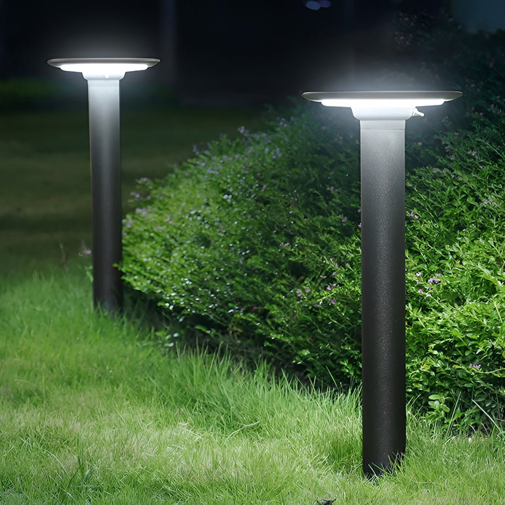 UFO Solar LED Bollard Light Waterproof Outdoor Pathway Landscape Lighting Black Aluminum 360° Glow IP55