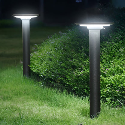 UFO Solar LED Bollard Light Waterproof Outdoor Pathway Landscape Lighting Black Aluminum 360° Glow IP55