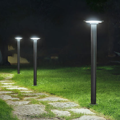 UFO Solar LED Bollard Light Waterproof Outdoor Pathway Landscape Lighting Black Aluminum 360° Glow IP55