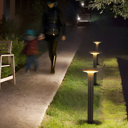 UFO Solar LED Bollard Light Waterproof Outdoor Pathway Landscape Lighting Black Aluminum 360° Glow IP55