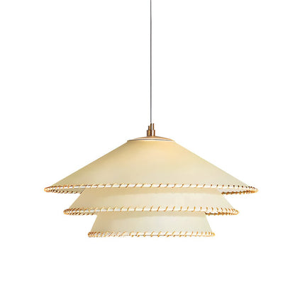 Three-Tier Parchment Paper Twine Pendant Light Gold Metal LED 3000K Warm White 3 Sizes Indoor