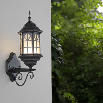 Classic Retro Porch Outdoor Wall Lantern Die-Cast Aluminum Glass E27 3 Beam Directions Solar Hardwired Black Bronze