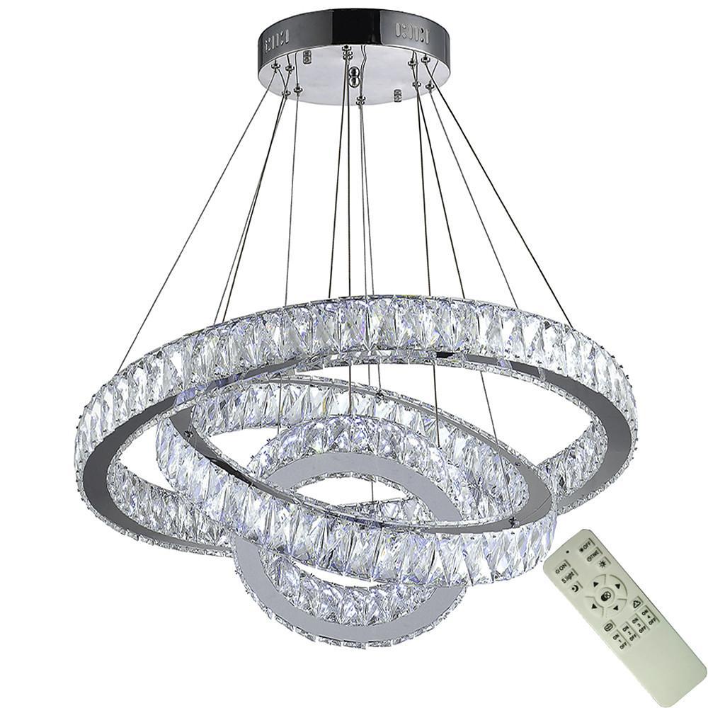 Chandelier Metal Crystal Integrated LED Interwoven Rings Silver Electroplated Modern Chic Warm White / White / Dimmable