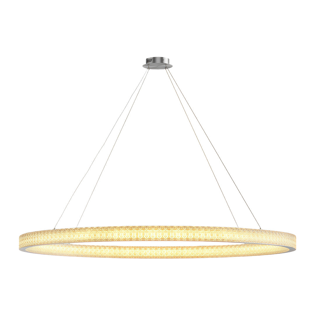 Copper Ring Chandelier White Acrylic Dimmable LED 3000K 6000K Remote 7 Sizes