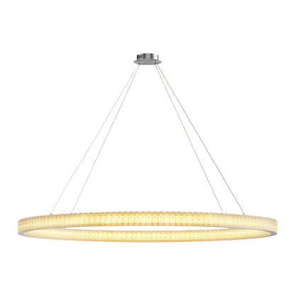 Copper Ring Chandelier White Acrylic Dimmable LED 3000K 6000K Remote 7 Sizes