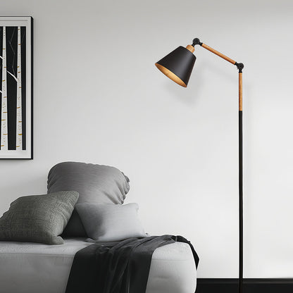 Floor Reading Lamp LED Dimmable Remote 180 Degree Adjustable Arm E27 Iron Baked Paint Eye Care Black White 63 Inch