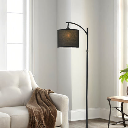 Modern Arc Floor Lamp LED Fabric Shade Adjustable Height Marble Base Dimmable Remote Beige Black Nordic Living Room Bedroom 65 Inch