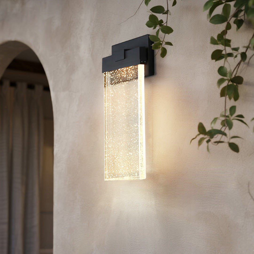 Modern Bubble Crystal COB LED Outdoor Wall Sconce Die-Cast Aluminum Black Waterproof 3 Sizes Garden Villa