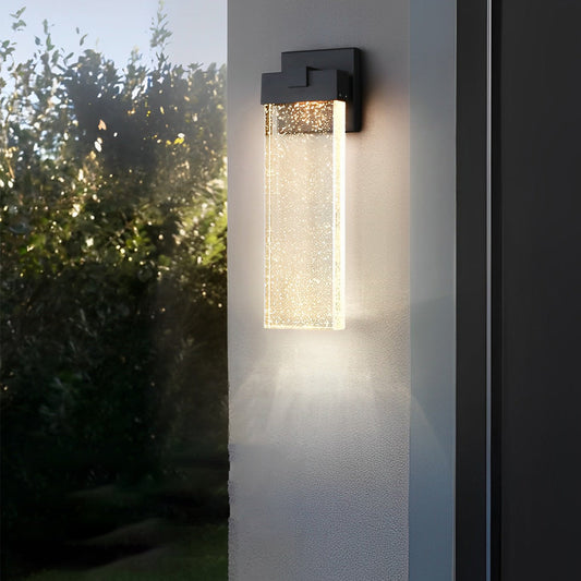 Modern Bubble Crystal COB LED Outdoor Wall Sconce Die-Cast Aluminum Black Waterproof 3 Sizes Garden Villa