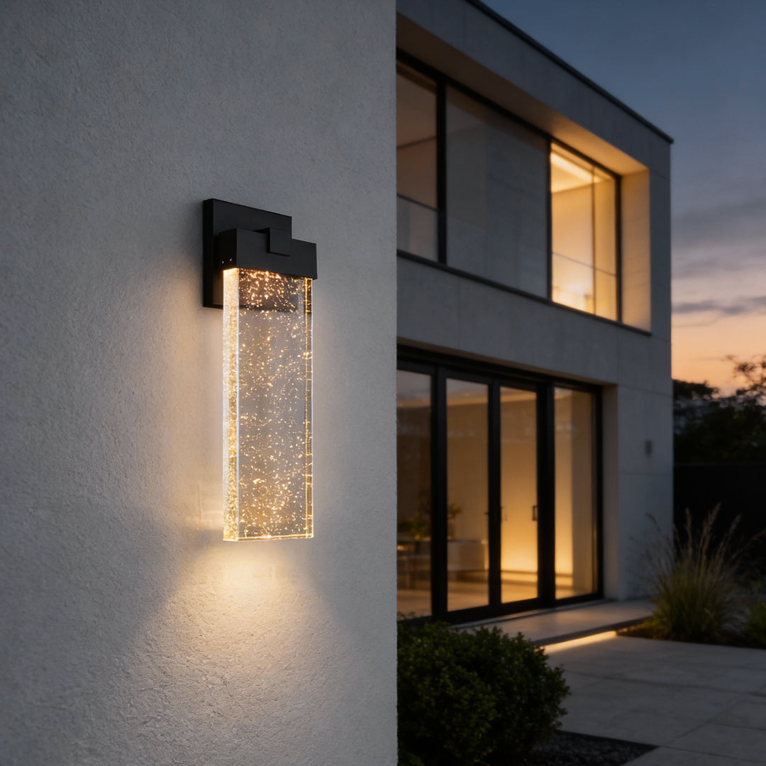 Modern Bubble Crystal COB LED Outdoor Wall Sconce Die-Cast Aluminum Black Waterproof 3 Sizes Garden Villa