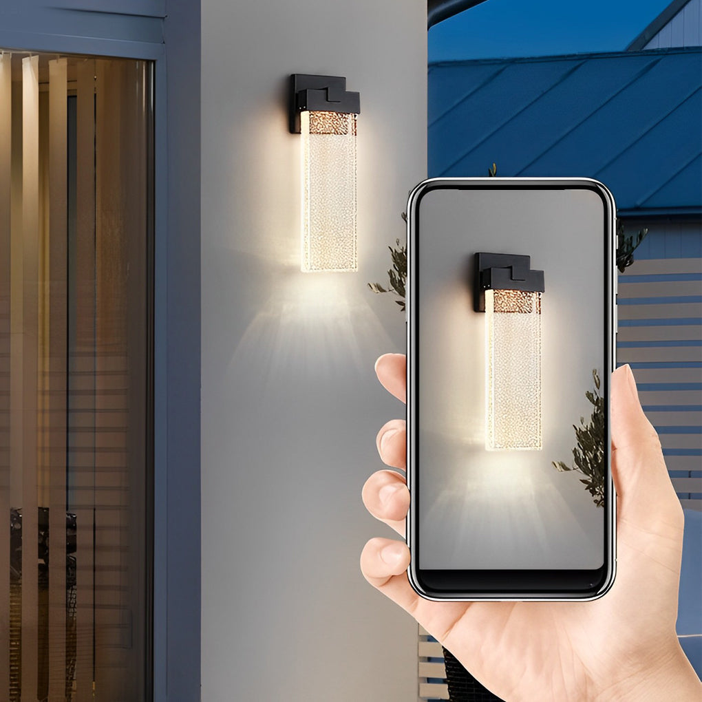 Modern Bubble Crystal COB LED Outdoor Wall Sconce Die-Cast Aluminum Black Waterproof 3 Sizes Garden Villa