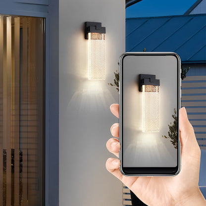 Modern Bubble Crystal COB LED Outdoor Wall Sconce Die-Cast Aluminum Black Waterproof 3 Sizes Garden Villa