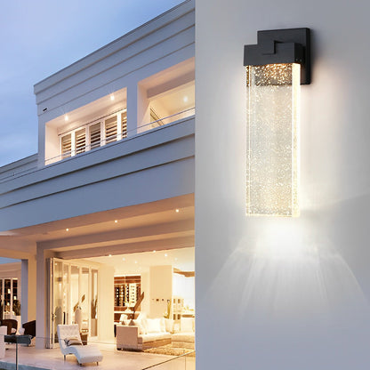 Modern Bubble Crystal COB LED Outdoor Wall Sconce Die-Cast Aluminum Black Waterproof 3 Sizes Garden Villa