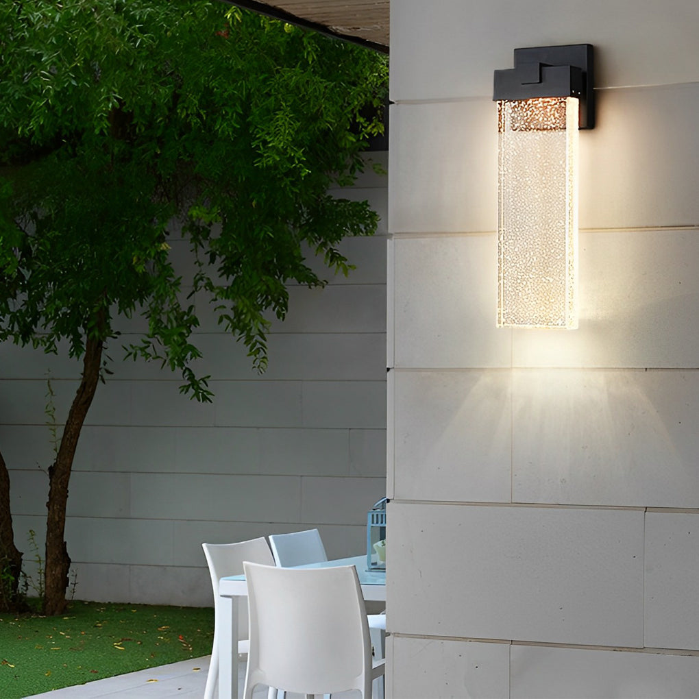 Modern Bubble Crystal COB LED Outdoor Wall Sconce Die-Cast Aluminum Black Waterproof 3 Sizes Garden Villa