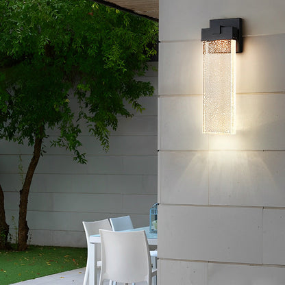 Modern Bubble Crystal COB LED Outdoor Wall Sconce Die-Cast Aluminum Black Waterproof 3 Sizes Garden Villa