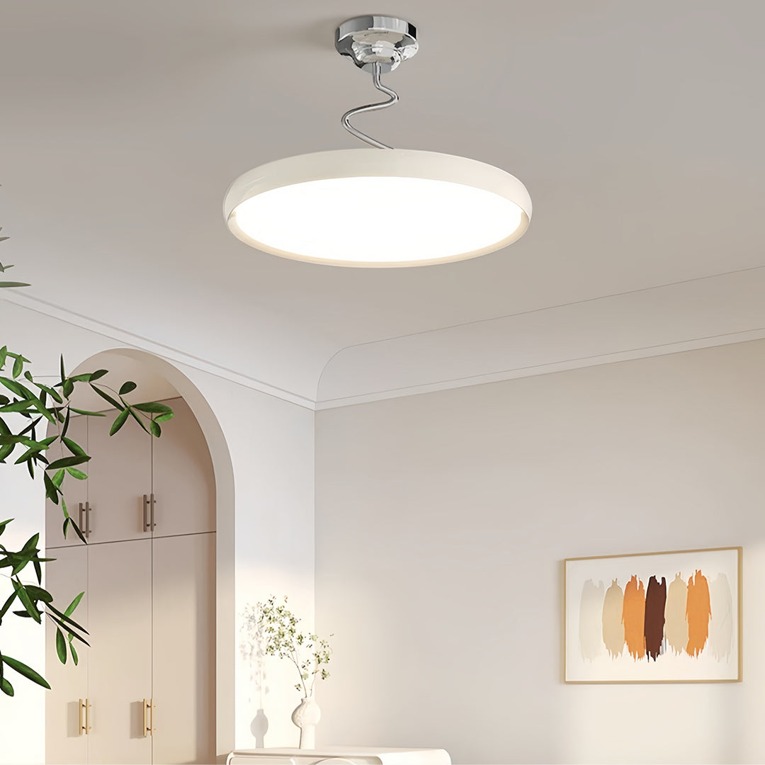 Twisted Rim Full-Spectrum LED Semi-Flush Ceiling Light — White / Green / Chrome