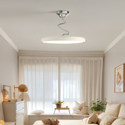 Twisted Rim Full-Spectrum LED Semi-Flush Ceiling Light — White / Green / Chrome