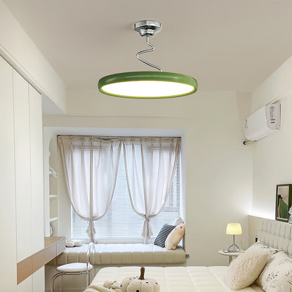 Twisted Rim Full-Spectrum LED Semi-Flush Ceiling Light — White / Green / Chrome