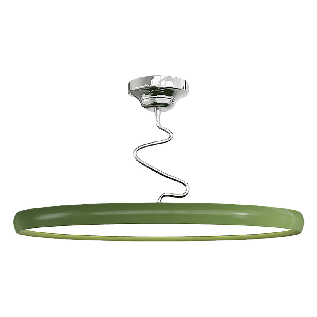 Twisted Rim Full-Spectrum LED Semi-Flush Ceiling Light — White / Green / Chrome