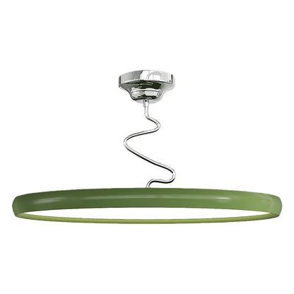 Twisted Rim Full-Spectrum LED Semi-Flush Ceiling Light — White / Green / Chrome