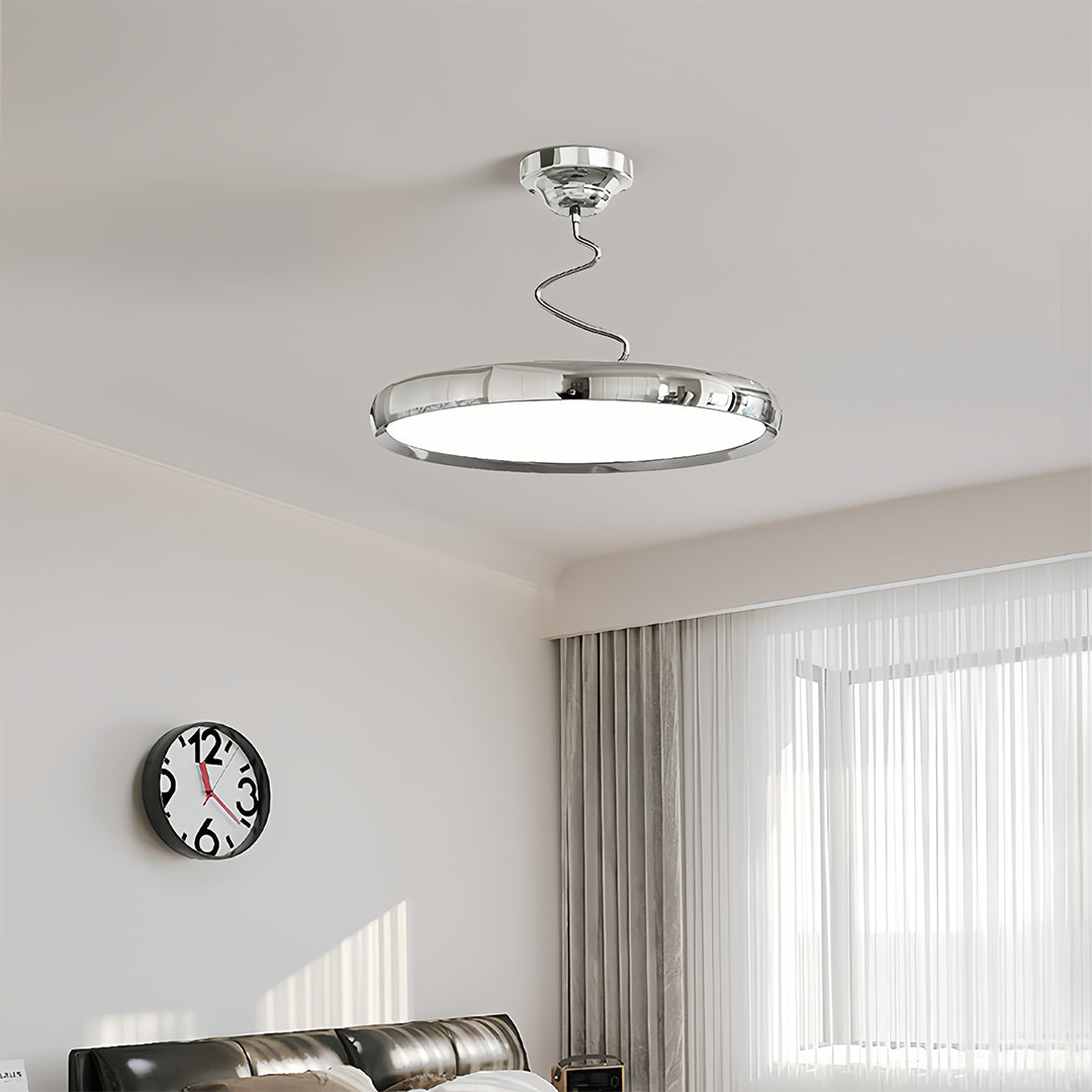 Twisted Rim Full-Spectrum LED Semi-Flush Ceiling Light — White / Green / Chrome