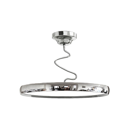 Twisted Rim Full-Spectrum LED Semi-Flush Ceiling Light — White / Green / Chrome