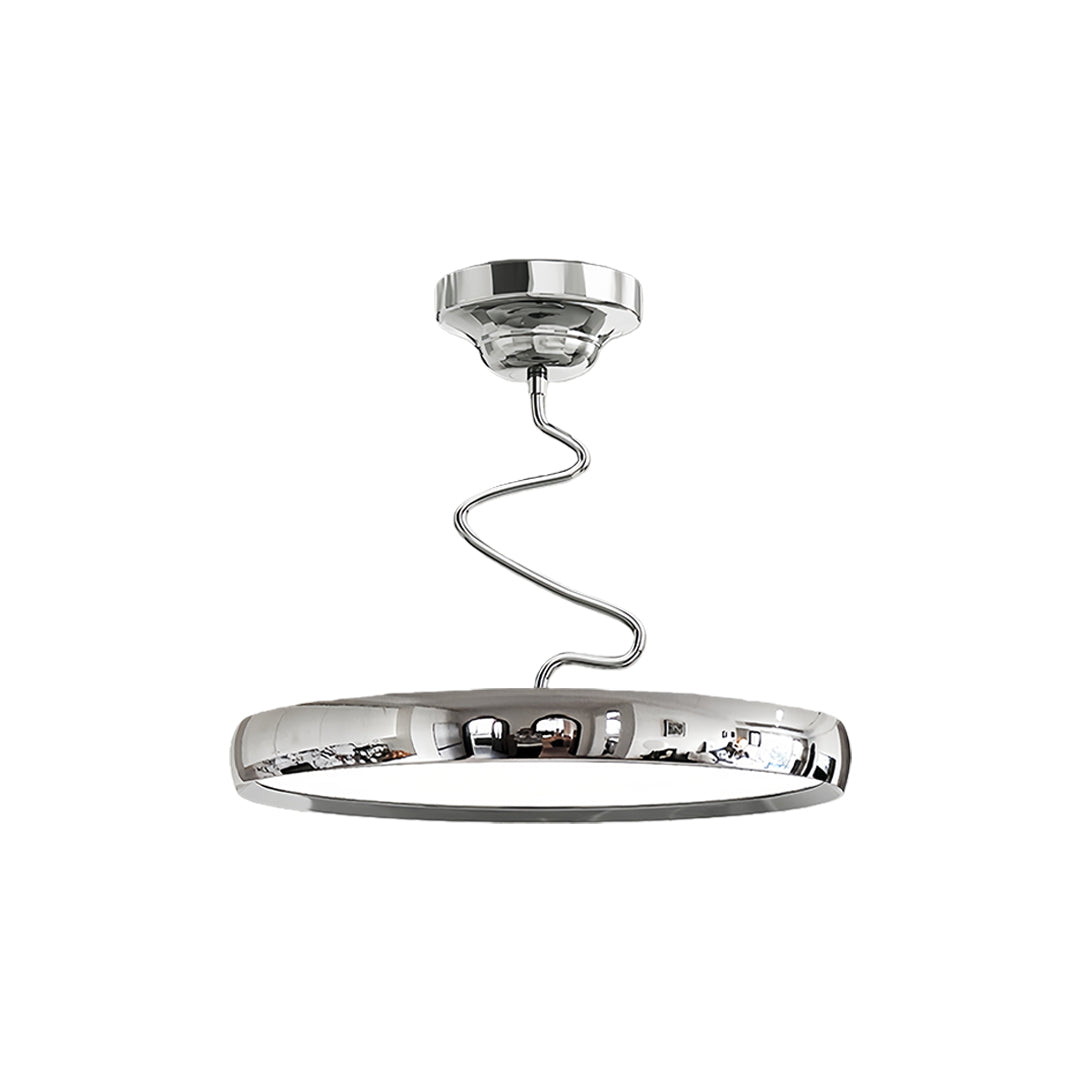 Twisted Rim Full-Spectrum LED Semi-Flush Ceiling Light — White / Green / Chrome