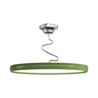 Twisted Rim Full-Spectrum LED Semi-Flush Ceiling Light — White / Green / Chrome
