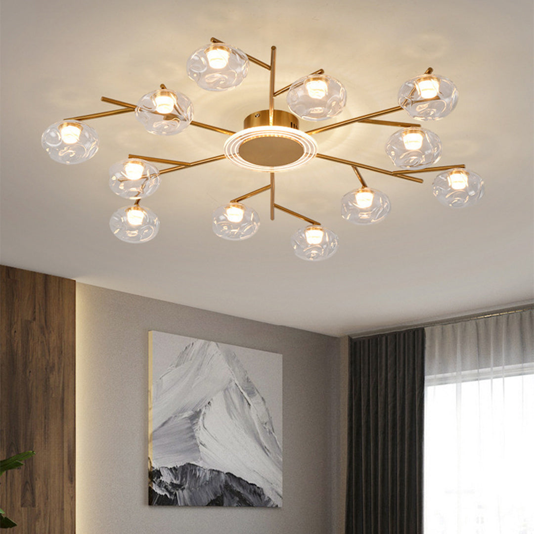 Nordic Branching Semi Flush Mount Black Copper 8 12 Heads