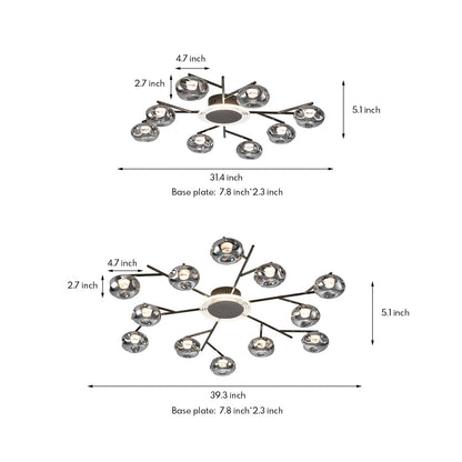 Nordic Branching Semi Flush Mount Black Copper 8 12 Heads